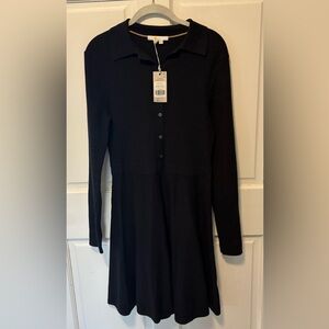 NWT Boden black ribbed knit sweater wool blend dress womens 10 uk 14 R new